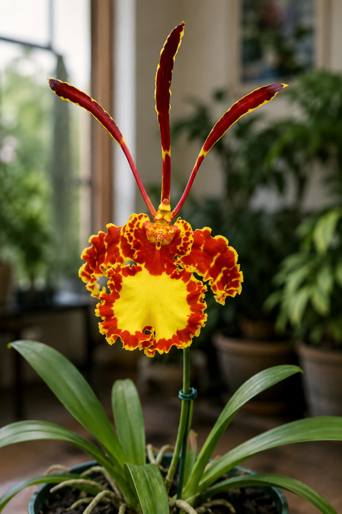 Orquídea Psychopsis papilio, conocida como orquídea mariposa por la forma de su flor