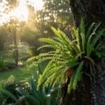 Helecho Asplenium trichomanes con frondes verdes