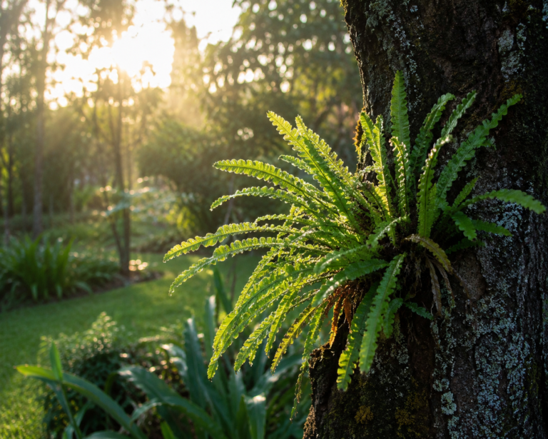 Helecho Asplenium trichomanes con frondes verdes