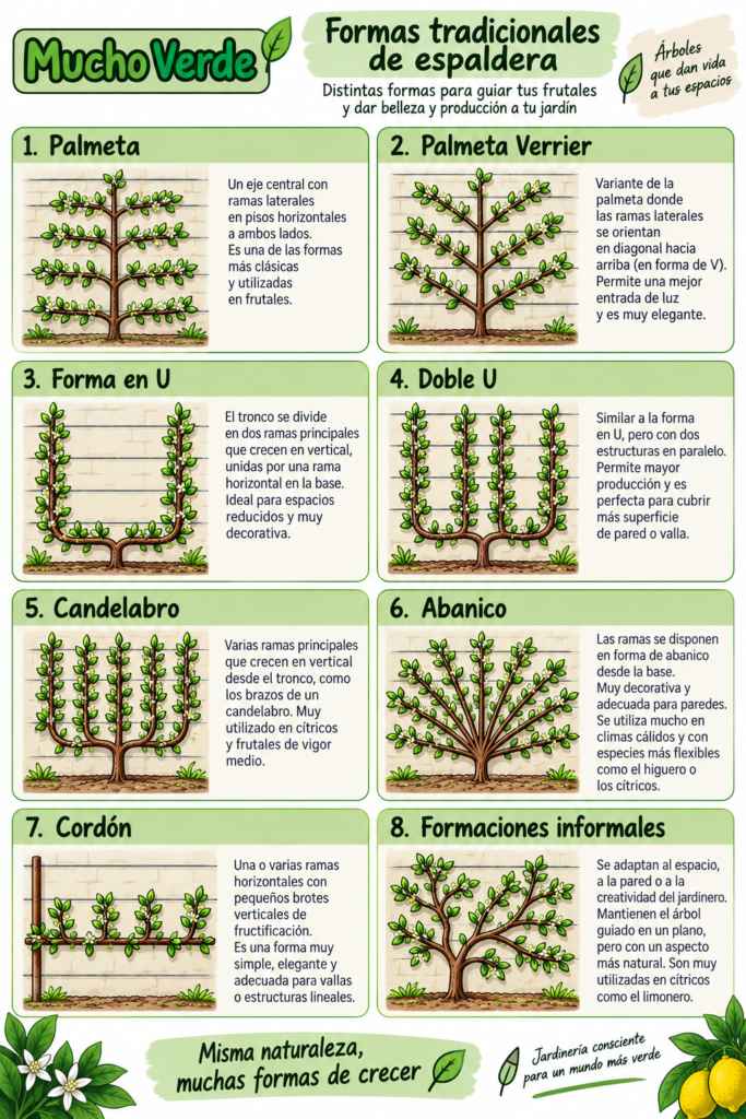 Diferentes formas y tipos de espaldera